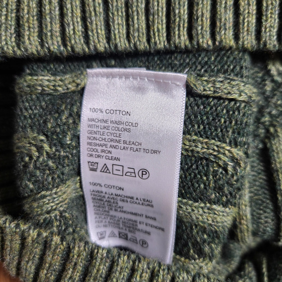 Tommy Bahama Men's L Green Fisherman Sweater Quarter Zip Cable Knit Cotton - Picture 5 of 8